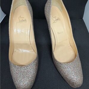 Christian Louboutin Sparkling Heels - Silver and Gold